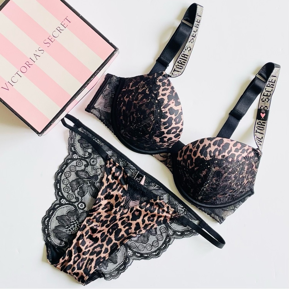 32C MEDIUM Victoria’s Secret black bra set